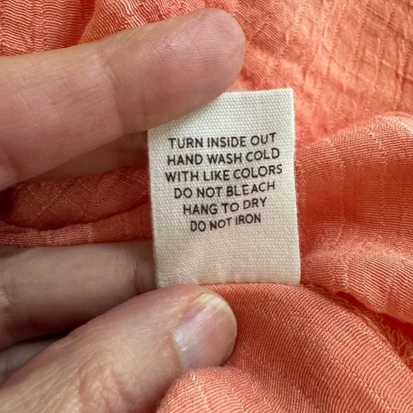 Blu Pepper from Versona NWT Large Gauze Peasant Top Melon Color - Picture 9 of 11